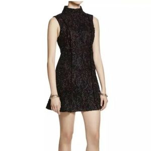 Free People Black Embroidered lace halter high neck sleeveless dress - Size 8